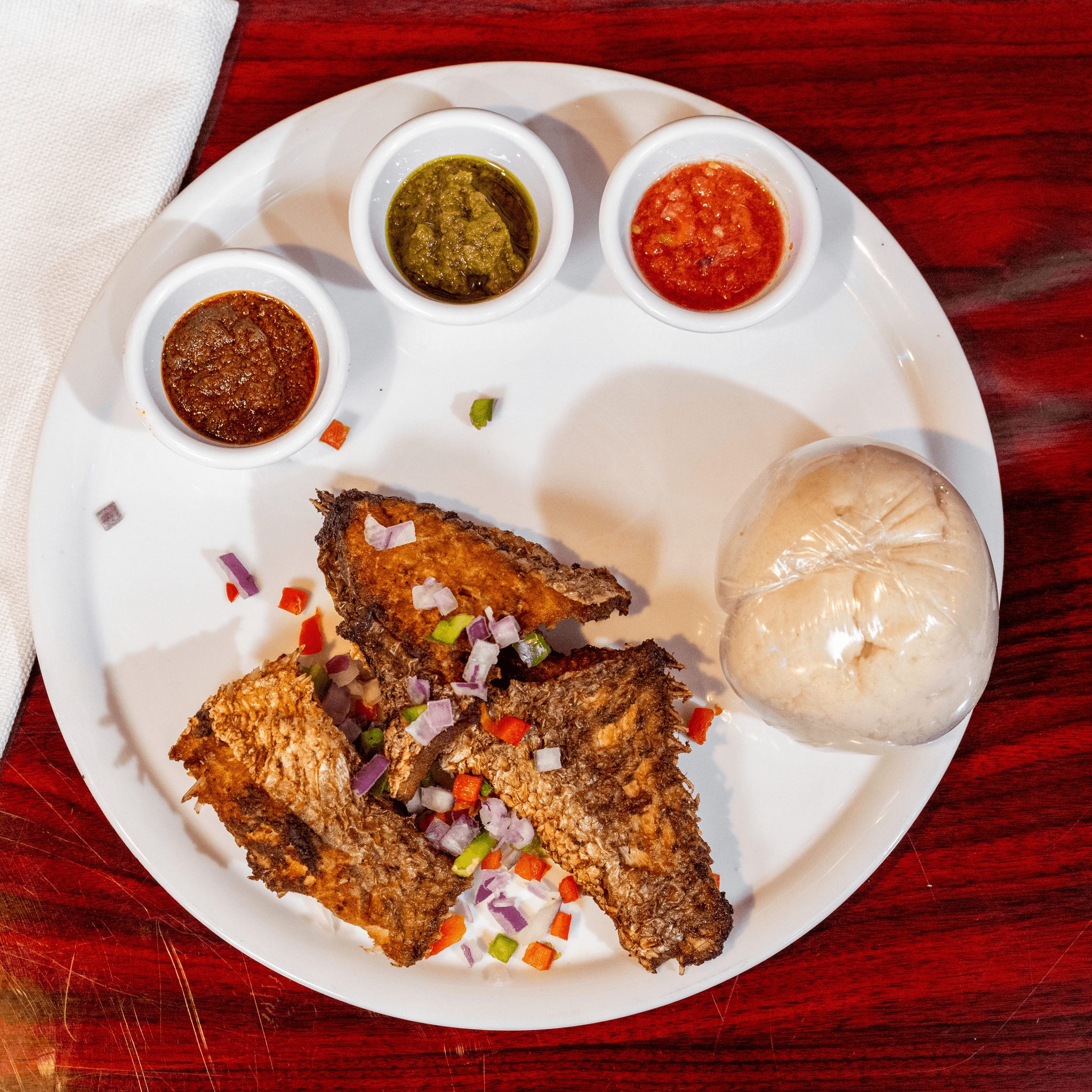 Fried Croaker Fish and Pepper Sauce.