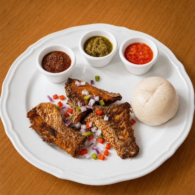 Fried Croaker Fish and Pepper Sauce.