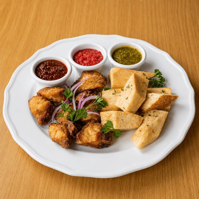 Fried Yam and Tsofi or Fish.