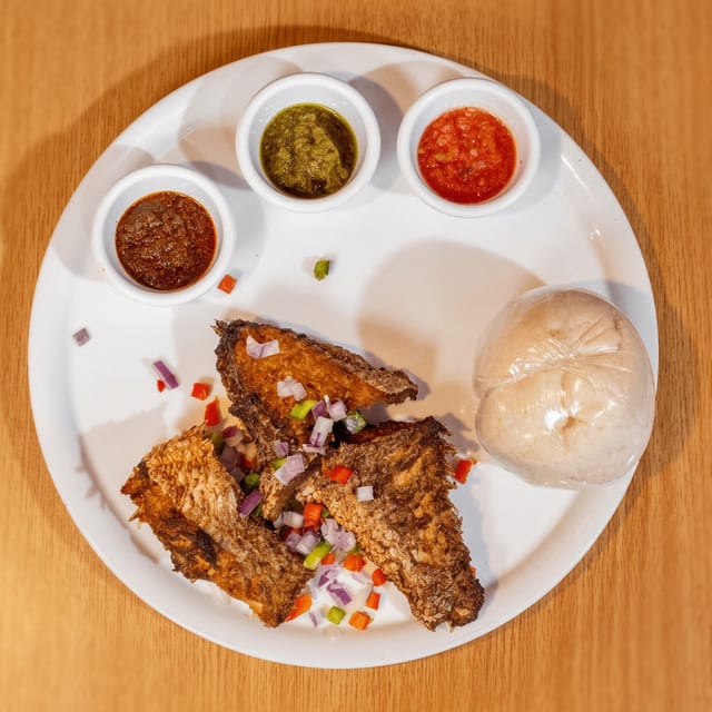 Fried Croaker Fish and Pepper Sauce.